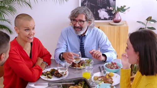 Friends and Family Enjoying Festive Lunch Together