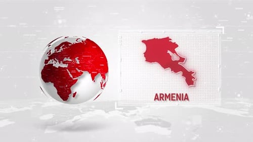 Armenia 4K Tech Map neben dem Globus auf weißem Hintergrund