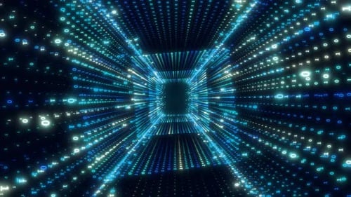 4K Matrix Technology Digital Data Flow Tunnel Shuttle Background