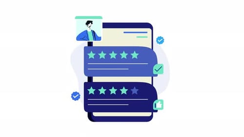 Customer Feedback Animation on Mobile Device with Star Ratings