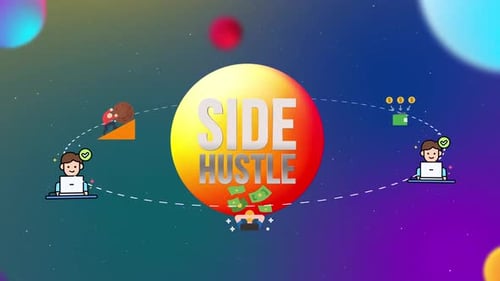 Animated Side Hustle Concept with Rotating Business Icons