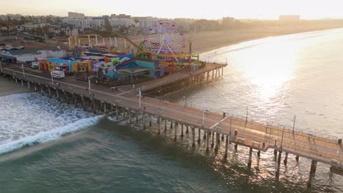 Stunning Aerial View of Santa Monica Pier and Beautiful Coastline in September 2024