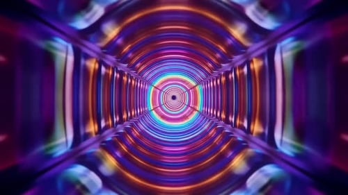 Animation de boucle de science-fiction à tunnel circulaire au néon vibrant