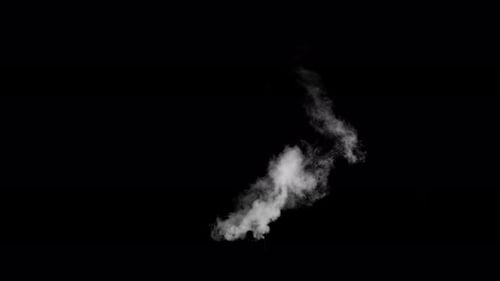 Fume Collection: A 4k shot of wind scattering smoke escaping from a central vent on a dark backgroun