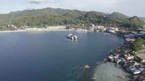 Local Passenger Fastcat Ferry Boat Preparing To Dock At The Liloan Port In Southern Leyte At Daytime