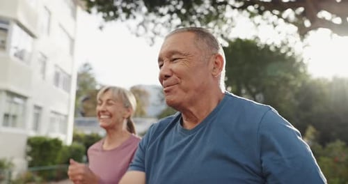 Fitness, morning and senior people in park for wellness, active lifestyle and mobility outdoors