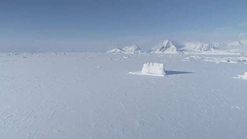 Iceberg Stuck Frozen Antarctic Ocean Water Aerial