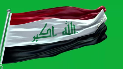 Iraq Flag Waving with Realistic Fabric on Green Screen