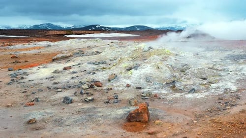 Geothermisches Gebiet in Island Vulkanische Aktivität Verdunstendes Wasser Energie Marslandschaft