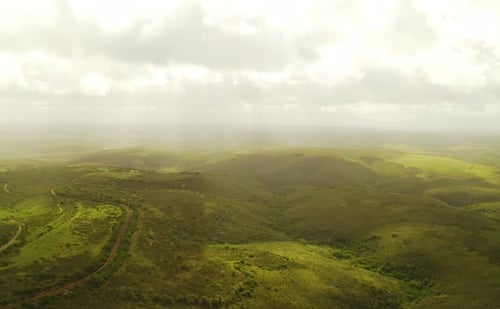 Green Hills and Winding Road Aerial View