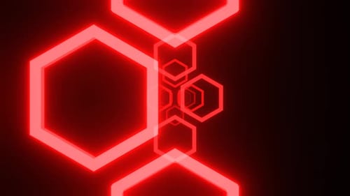 Red Bright Neon Strobe Hexagons In Space Background Vj Loop In 4K