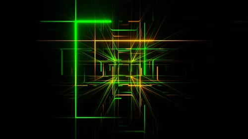 Green And Orange Seamless Neon Squares On Mirror Background Vj Loop In 4K