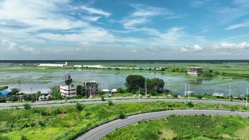 Aerial view of Bhanga four circle, Faridpur, Bangladesh.