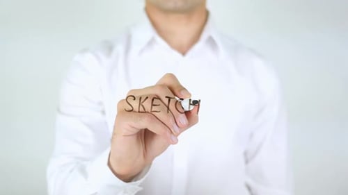 Sketch, Man Writing on Glass