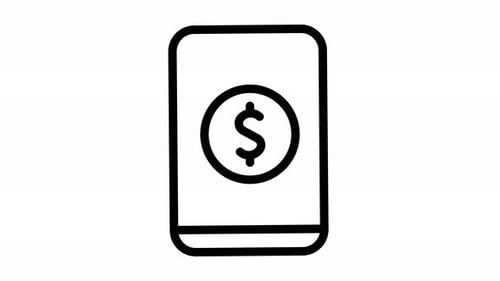 Animated Dollar Sign Smartphone Icon Outline