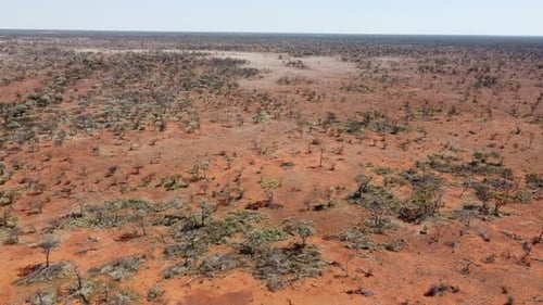 Drone moving forward over a very deserted land in the Australian Outback