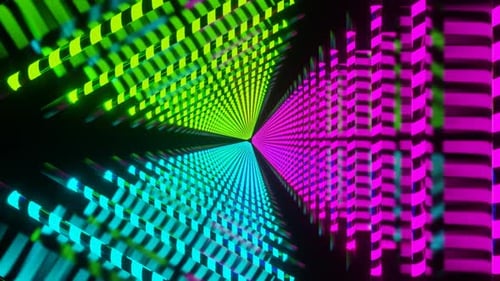 Cyan And Pink And Lime Neon Lamp Spiral Light Background Vj Loop In HD