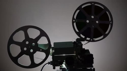 Vintage Film Projector Playing Movie