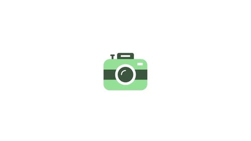 Flat Design Animated Camera Icon Captures Photo Action