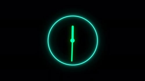 Neon Glowing Clock Loop Time Animation