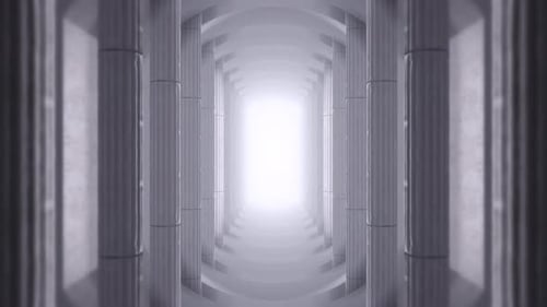 Endless White Classical Pillars Tunnel Flythrough