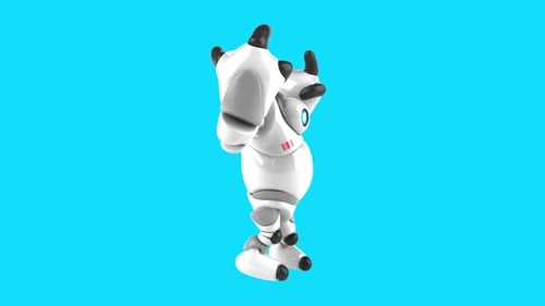 Fun 3D cartoon happy robot (with alpha channel)