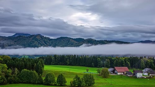 Central Alps, Austria, Europe - A Stunning View of the Mountain Range Veiled in Low-lying Fog - Time