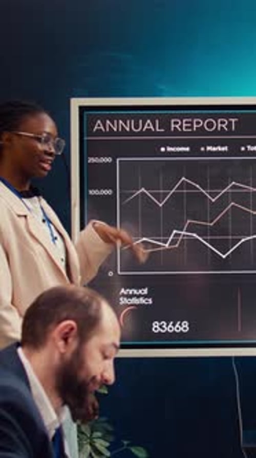 Business Presentation with Data Charts in Modern Office