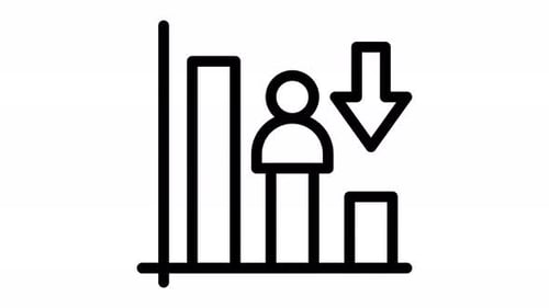 Animated Line Icon: Bar Chart with People and Decline