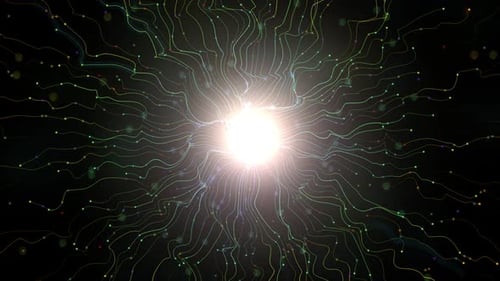 Abstract Glowing Lines with Particle Animation Background