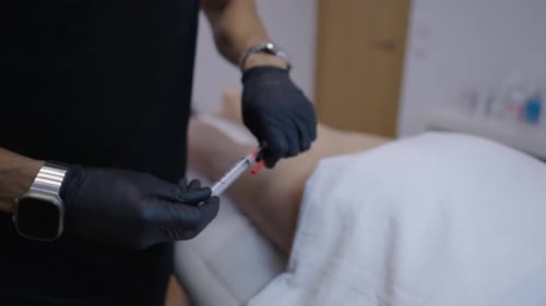 Doctor Fills Needle to Start Mesotherapy Session