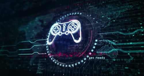 Esport retro video game pad symbol loop digital concept