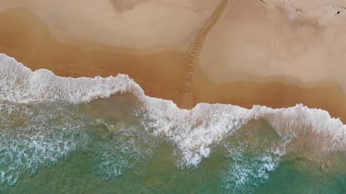 Aerial view sea beach wave white sand with tropical forest summer