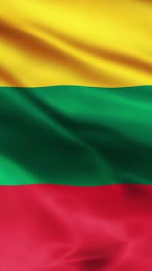 Waving Lithuanian Flag Vertical Seamless Loop Animation