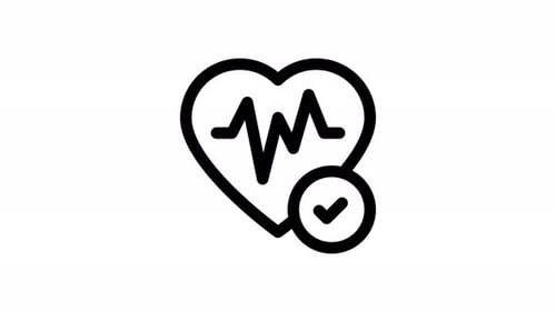Minimalist Heartbeat ECG Checkmark Line Icon Animation