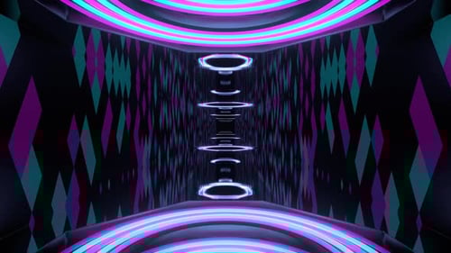 Cyan And Pink Neon Tunnel With Drop In Down Background Vj Loop In 4K
