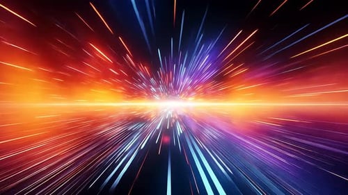 Velocidade cósmica, faixas de luz vibrantes em uma vasta extensão
