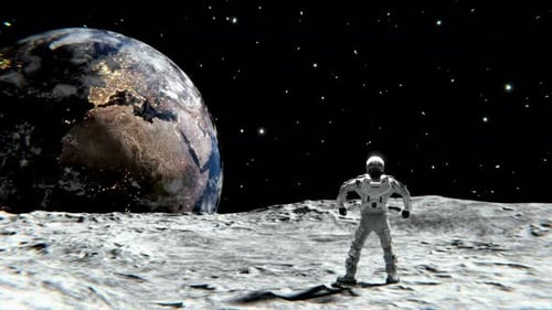 Happy Astronaut Dancing on the Moon Surface Loop Animation Satisfying Video