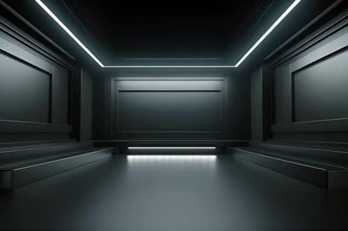 podium Futuristic showcase with platform for product displaying. Empty modern stage display