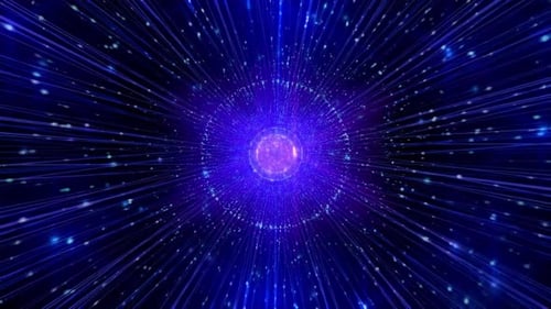 Abstract Light Energy Burst with Futuristic Particle Tunnel