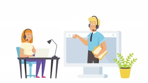 Animated Flat Design for Customer Support and Online Education