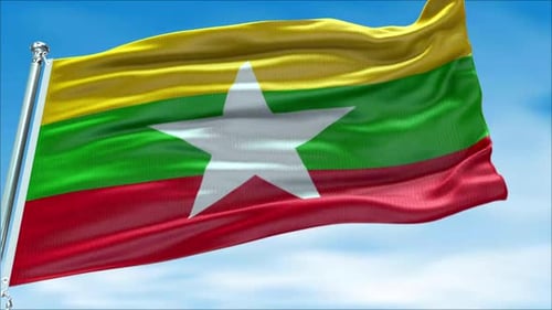 Myanmar Flag Waving Seamless Loop