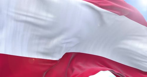 Realistic Waving Austrian Flag Loop Animation against Blue Sky