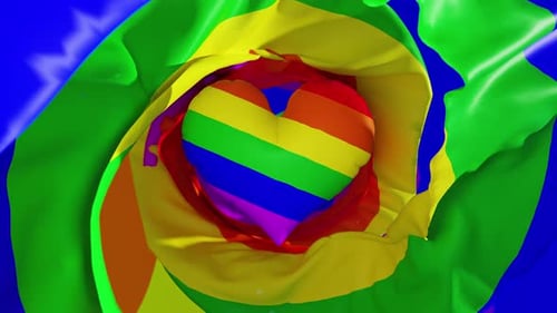 Vibrant Pride Rainbow Heart Spinning in Fluid Colorful Tunnel
