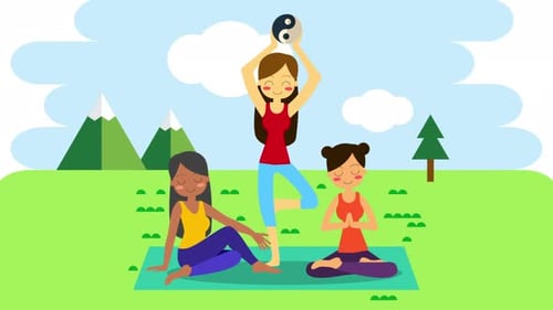 Trois femmes pratiquant le yoga 4K