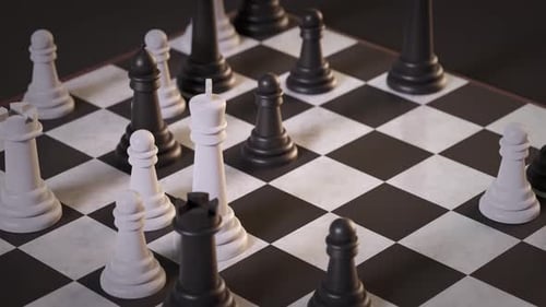 Animated Chess Board Strategic Play Camera Move