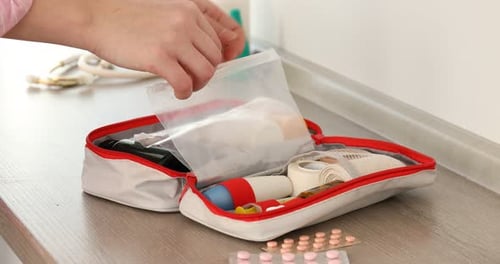 Stocking Open First Aid Kit with Medicine
