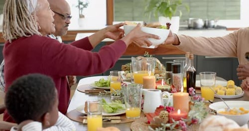 Family and Friends Gathering for Dinner at Home
