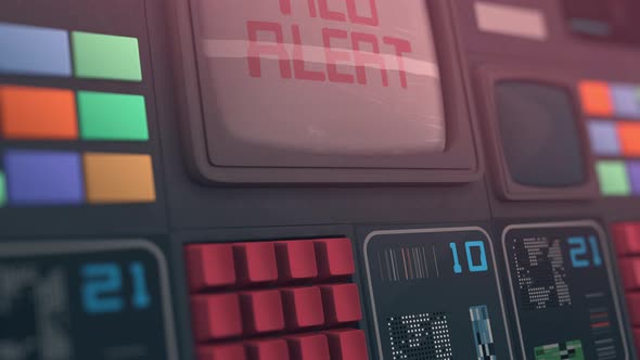 Retro Control Panel with Red Alert Display Animation, Backgrounds ...