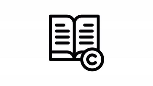 Animated Book and Copyright Symbol Line Icon